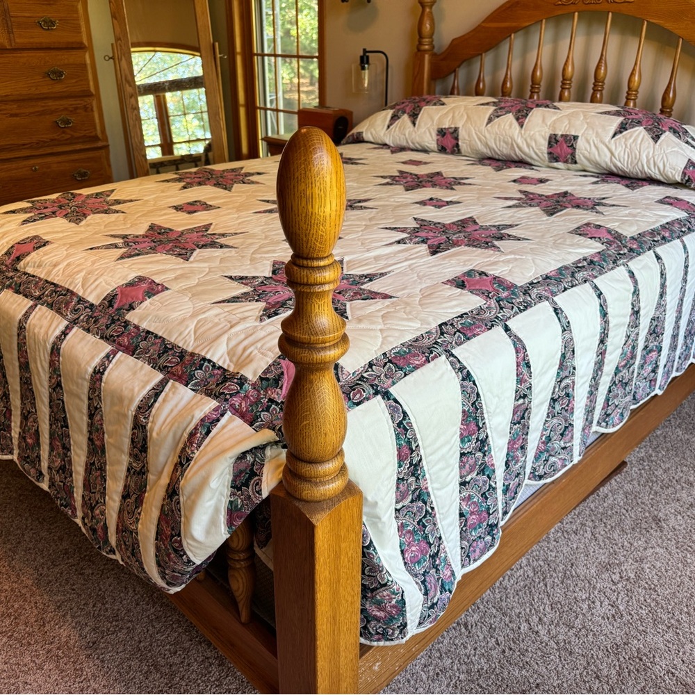 Authentic Vintage Amish Made Queen Size Quilt - Picture 6 of 16